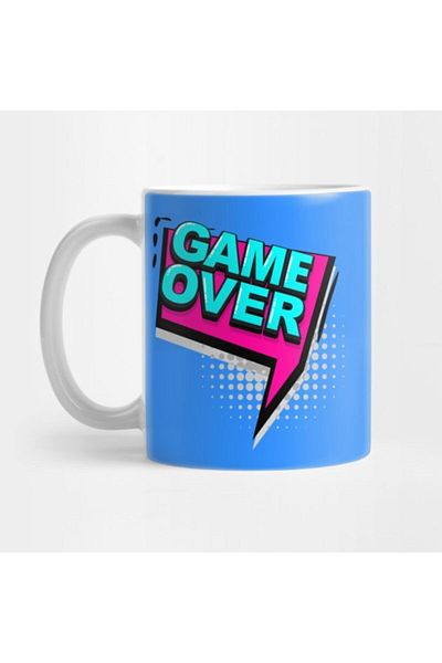TatFast كوب Game Over Retrowave، هدية، مهر، حامل عرض