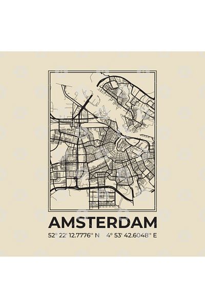 TatFast Amsterdam Minimalist Map Mug, Gift, Dowry, Presentation Holder