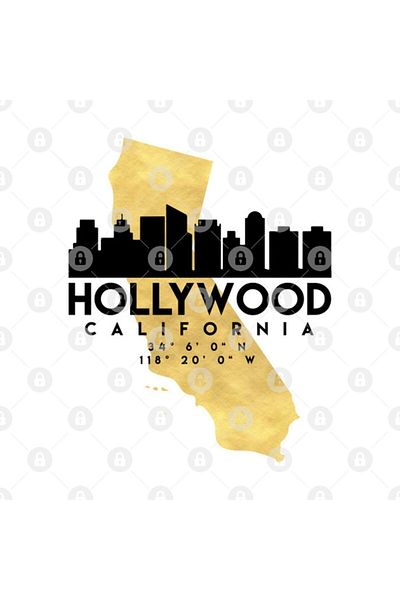 TatFast Hollywood California Skyline Map Art Mug, Gift, Dowry, Presentation Holder