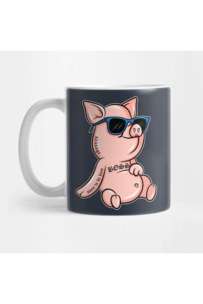 TatFast كوب هدية رائع للحيوانات الأليفة من Cool Pig Tattoos Farm Pigeon Piggy Pork