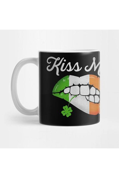 TatFast كوب على شكل حرف Irish Flag Lips Kiss Me، هدية، مهر، حامل عرض