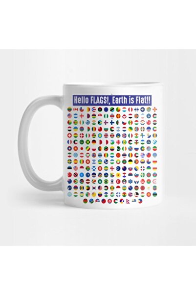 TatFast Hello Flags!, Earth Is Flat Mug, Gift, Dowry, Presentation Holder