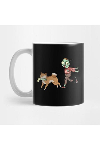 TatFast كوب الهالوين المضحك Shiba Inu Stealing Zombie Leg، هدية، خاتم الزواج، عرض تقديمي
