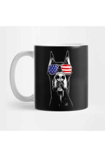 TatFast Doberman Sunglasses American Flag Funny 4th Of July Mug