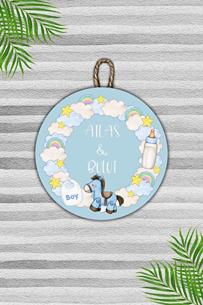 Dormot Home Ornament de perete pentru copii personalizat cu nume albastru - O...