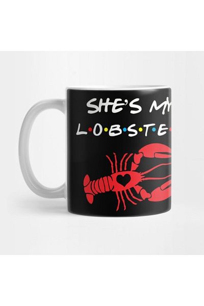 TatFast تي شيرت مضحك من He's My Lobster للأصدقاء، كوب هدية للتاريخ