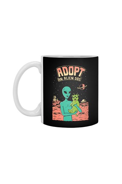 Fizello Adopt An Alien Dog كوب أبيض، هدية، مهر، عرض