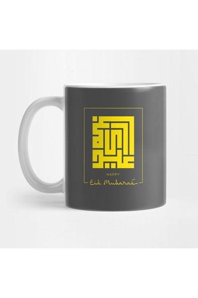 TatFast كوب Kufi Calligraphy Happy Eid Mubarak، هدية، مهر، عرض