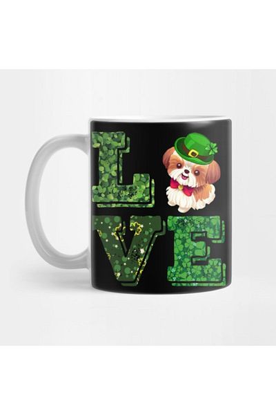 TatFast Love Shih Tzu St Patrick's Day Mug, Gift, Dowry, Presentation Holder