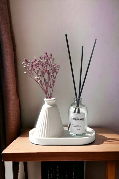 ALLEZA HOME Dekoratif Konik Pampas Kuru Çiçek Vazosu Standlı Fresh Soft Oda K...