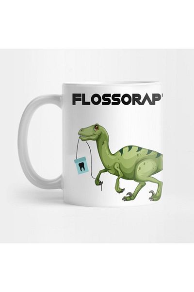 TatFast كوب هدايا مضحك لطبيب الأسنان من Floss Flossoraptor