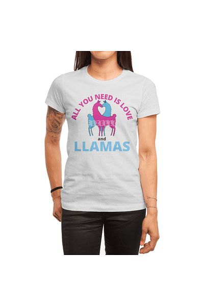 Fizello Όλα όσα χρειάζεστε είναι Love and Llamas Print Unisex Λευκό μπλουζάκι για άνδρες και γυναίκες