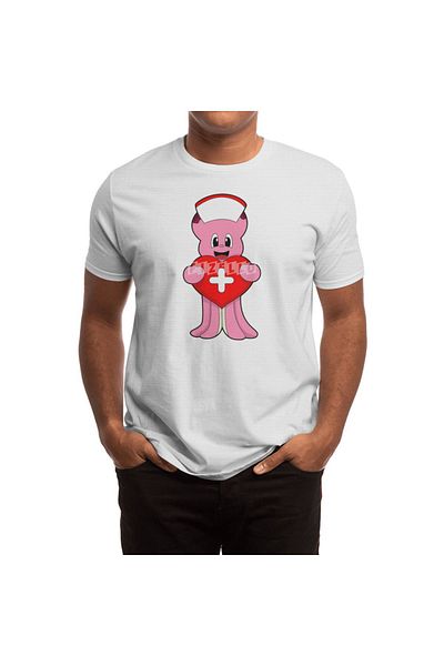 Fizello Λευκό μπλουζάκι Octopus Nurse Heart Pattern για άνδρες και γυναίκες