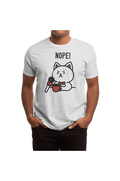 Fizello Λευκό μπλουζάκι Unisex για άνδρες και γυναίκες - Nope Cat Monday