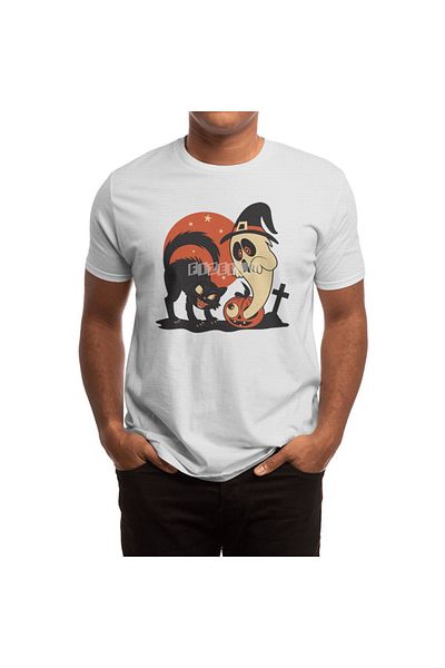 Fizello Tricou alb unisex Retro Halloween Scene