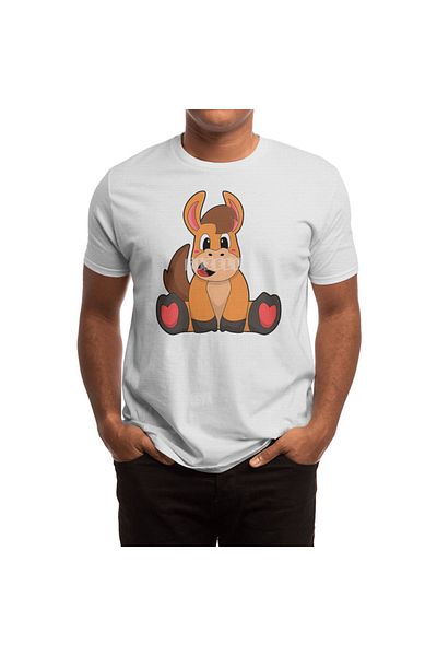 Fizello Tricou alb unisex pentru bărbați și femei - Design Horse Horse Sitting