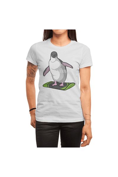 Fizello Penguin - Λευκό μπλουζάκι Snowboarder για άνδρες και γυναίκες, Unisex