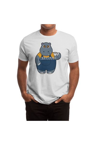 Fizello Λευκό μπλουζάκι Unisex με μοτίβο Hippo Coffee Cup για άνδρες και γυναίκες