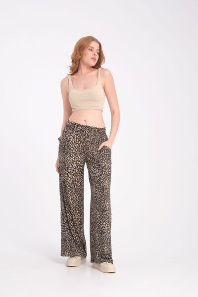 CARLA EMILTON Leopar desen süet pantolon