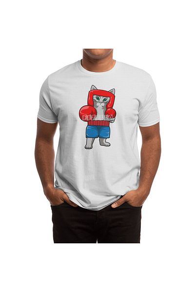 Fizello Tricou alb pentru bărbați și femei - Design de mănuși de box Cat At