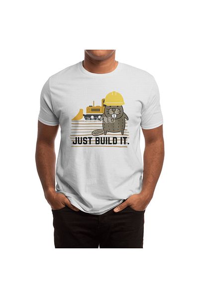 Fizello Ανδρικό και γυναικείο Unisex Λευκό T-Shirt - Busy Beaver
