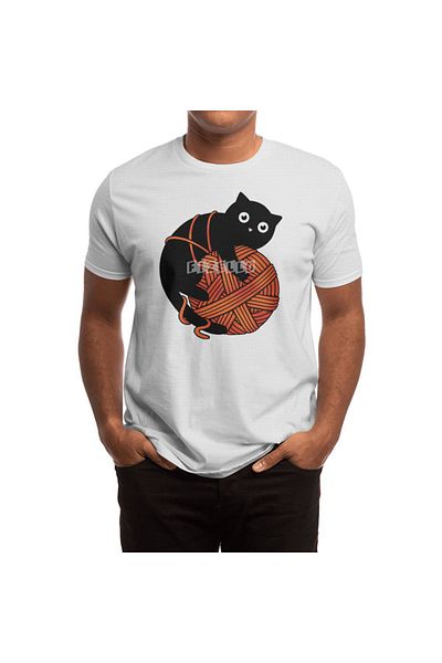 Fizello Tricou alb pentru bărbați și femei - model Cat And Yarn Ball