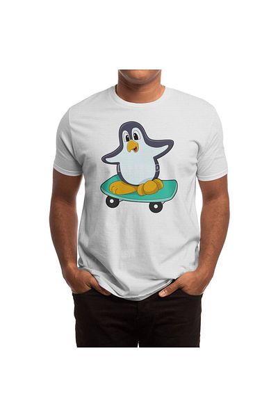 Fizello Tricou Penguin Skater - Bărbați, Femei, Unisex Alb