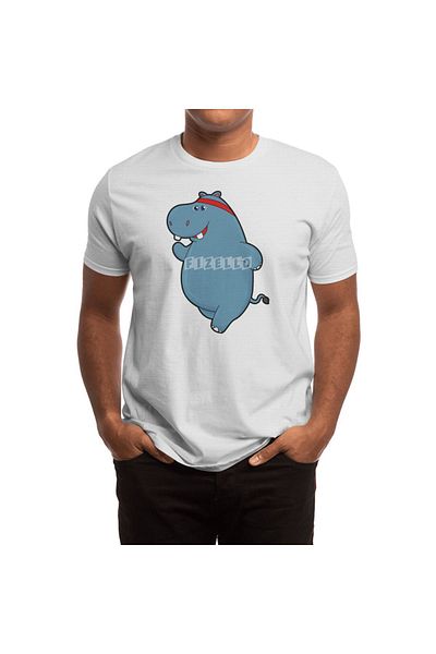 Fizello Hippo At Running - Unisex Λευκό T-shirt, ανδρικό και γυναικείο μπλουζάκι κεφαλής