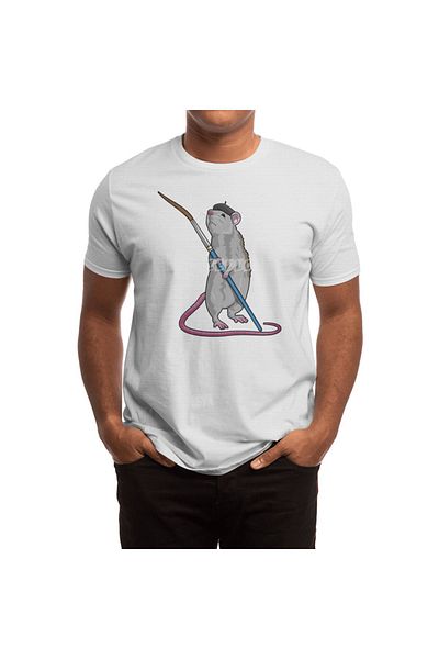 Fizello Λευκό μπλουζάκι Unisex - Rat as Painter με σχέδιο πινέλου ζωγραφικής