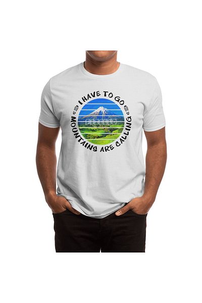 Fizello Tricou alb unisex - Mountains Are Calling, I Have To Go Walking Outdoor In Nature