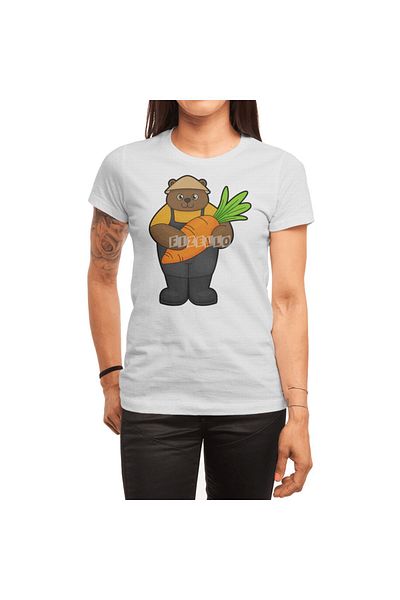 Fizello Bear As Farmer - Ανδρικά, Γυναικεία, Unisex T-Shirt με στάμπα λευκού καρότου