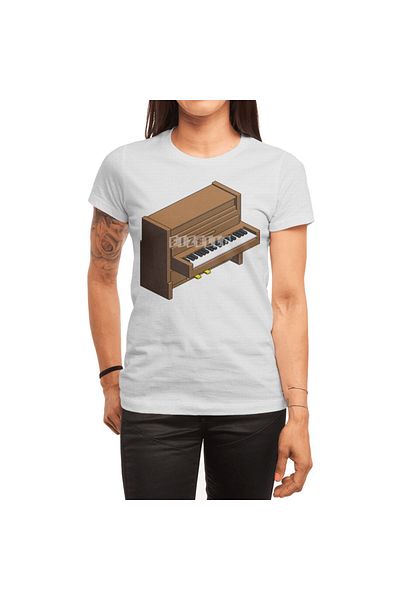 Fizello Classic Slid Piano Pixel Plus - Tricou alb pentru bărbați, femei și unisex
