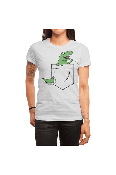 Fizello Dinosaur Poketi - Ανδρικό και γυναικείο λευκό μπλουζάκι Unisex