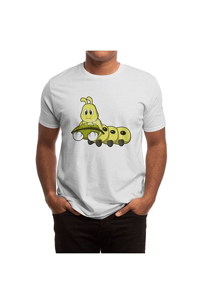 Fizello Bílé tričko pro muže a ženy - Caterpillar With Leaf Unisex Design