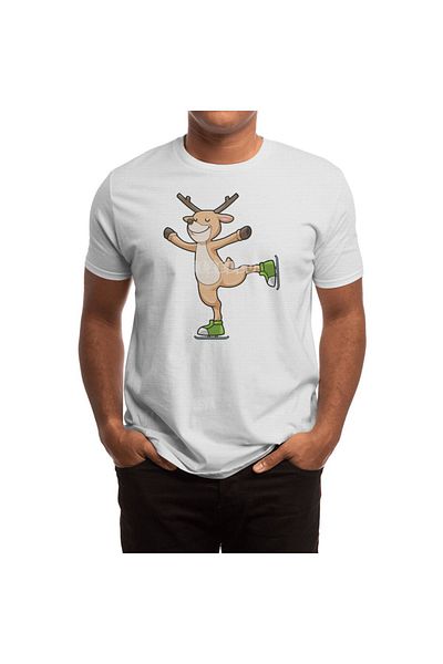 Fizello Tricou Deer Ice Skating pentru bărbați și femei - alb unisex