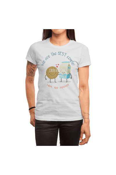 Fizello We Are The Best Couple - Cookie & Milk T-shirt για άνδρες και γυναίκες, Unisex λευκό μπλουζάκι