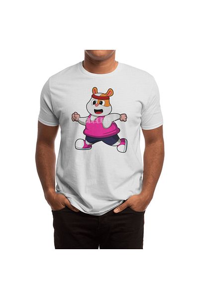 Fizello Hamster with Horse Running Printed Men's and Women's T-Shirt - Unisex White T-Shirt