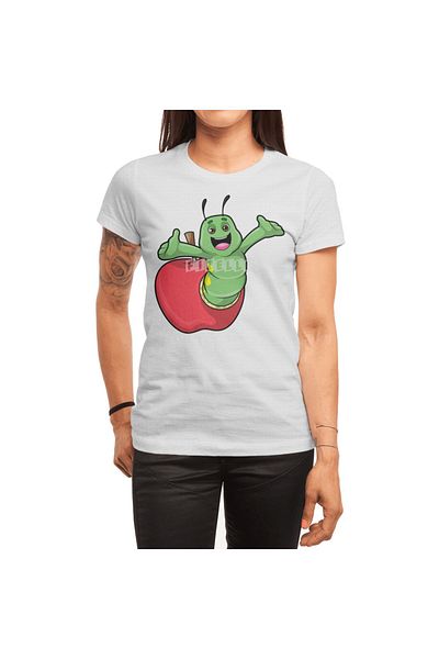 Fizello Tricou alb pentru bărbați și femei - Caterpillar With Apple Desing