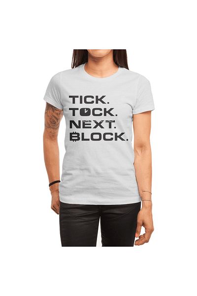 Fizello Tricou alb unisex cu model Bitcoin Tick Tock Next Block