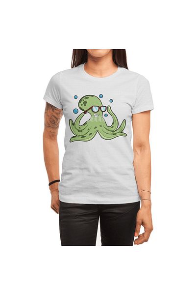 Fizello Octopus With Glasses Unisex Λευκό T-shirt - Ανδρικό και γυναικείο T-shirt