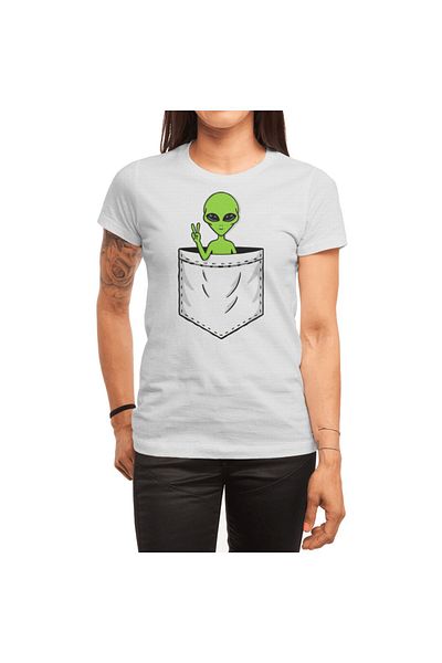 Fizello Ανδρικό και γυναικείο μπλουζάκι Unisex White AliEN POCKET
