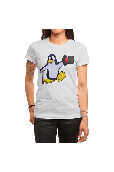 Fizello Μπλουζάκι Penguin για άνδρες και γυναίκες - Unisex λευκό μπλουζάκι με λεπτομέρεια γραμμής και παπουτσιών