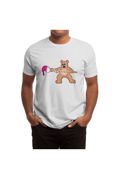 Fizello Tricou pentru bărbați și femei - Tricou alb unisex cu pensulă pentru pictură și detalii de vopsea