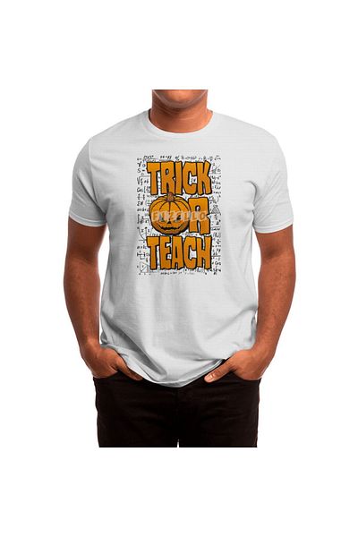 Fizello Trick Or Teach - Tricou unisex alb cu dovleac de Halloween, care definește matematica umăr