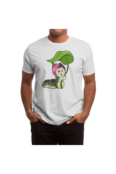 Fizello Bílé tričko pro muže a ženy - Caterpillar With Leaf Unisex Design