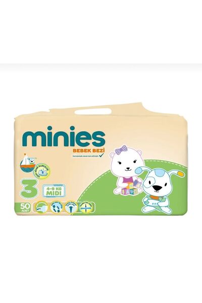 Minies Bebek Bezi Midi 3 Beden 50 Adet