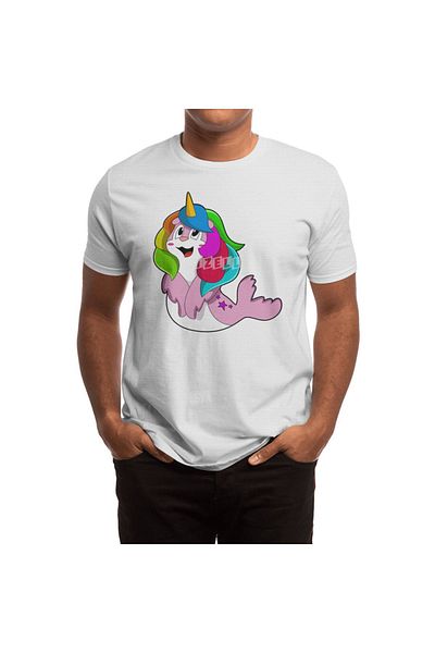 Fizello Tricou alb cu model unicorn pentru bărbați și femei