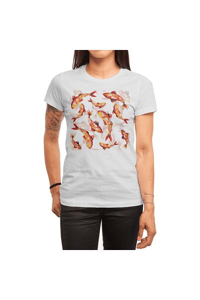 Fizello Tricou alb cu model Koi Fish pentru bărbați și femei - Tricou albastru unisex