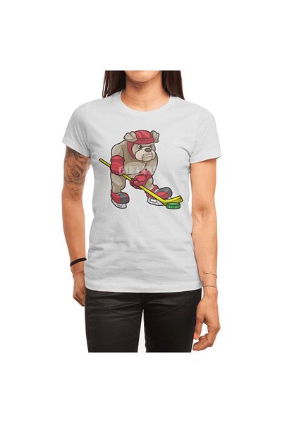 Fizello Bulldog at Ice Hockey - Men's and Women's White T-Shirt, Unisex T-Shirt