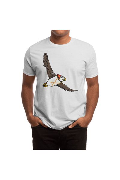 Fizello Μπλουζάκι με στάμπα Puffin για άνδρες και γυναίκες - Unisex Λευκή κουκούλα